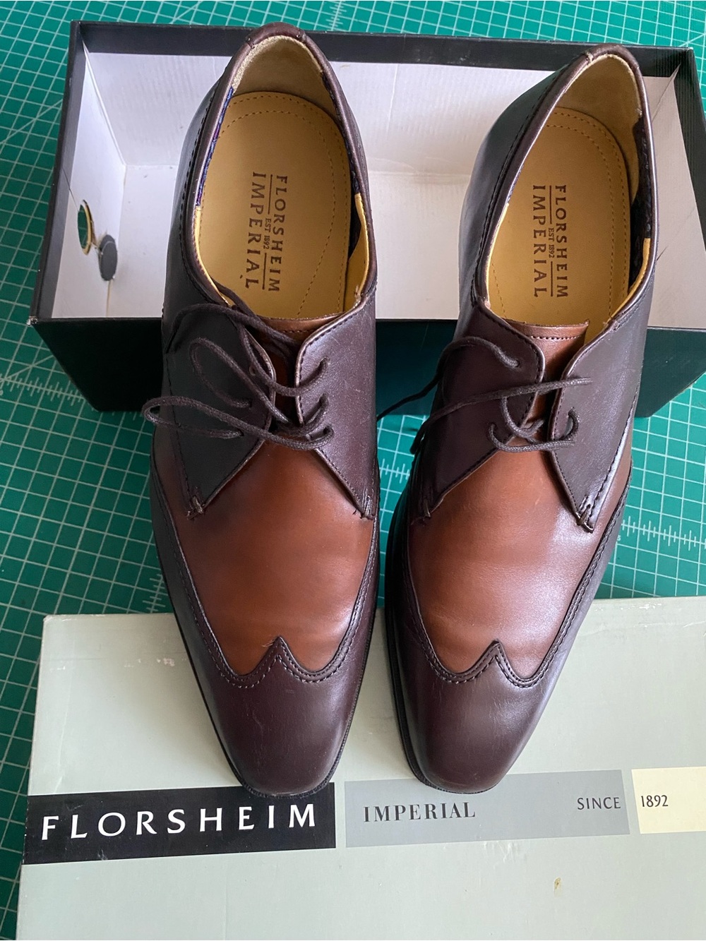 Florsheim Two-Tone Brown and Dark Brown Leather Derby Shoes